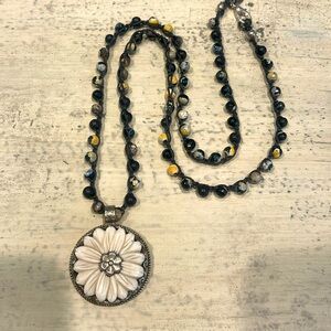 Handmade crochet Tibetan pendant necklace